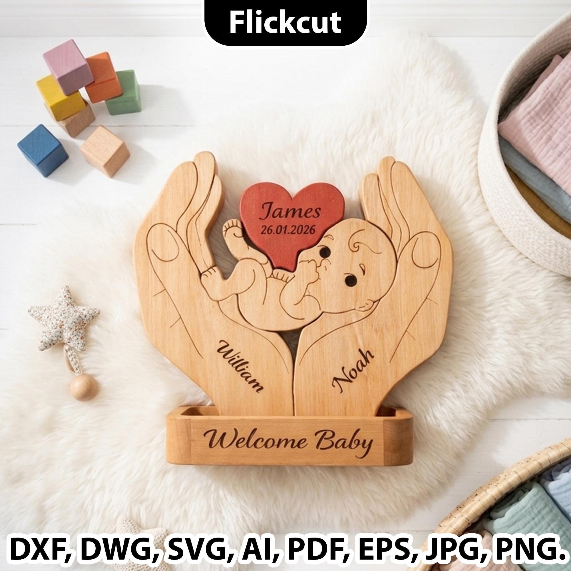 Personalized Baby Announcement SVG, Newborn Name Sign Laser Cut File ...