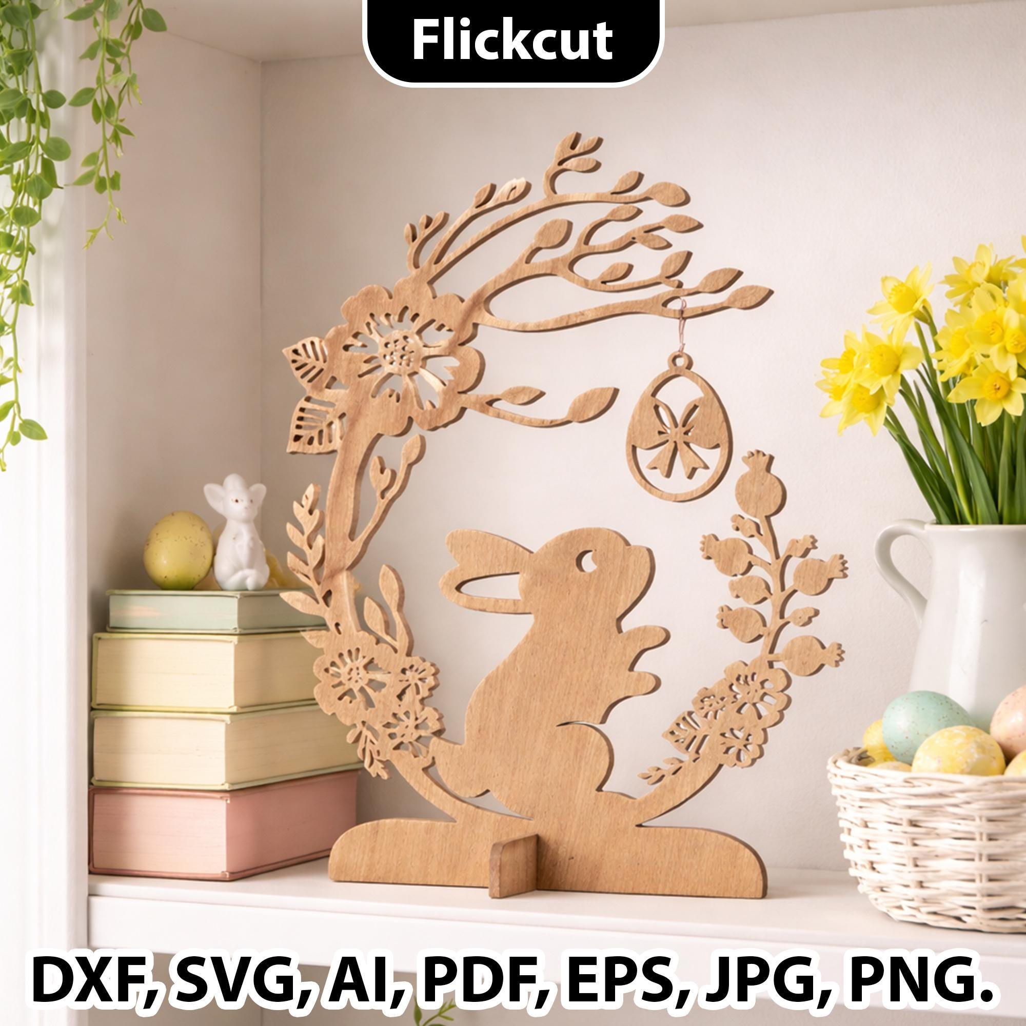 Easter Bunny Laser Cut File SVG, Easter Decoration Laser File, Standing ...