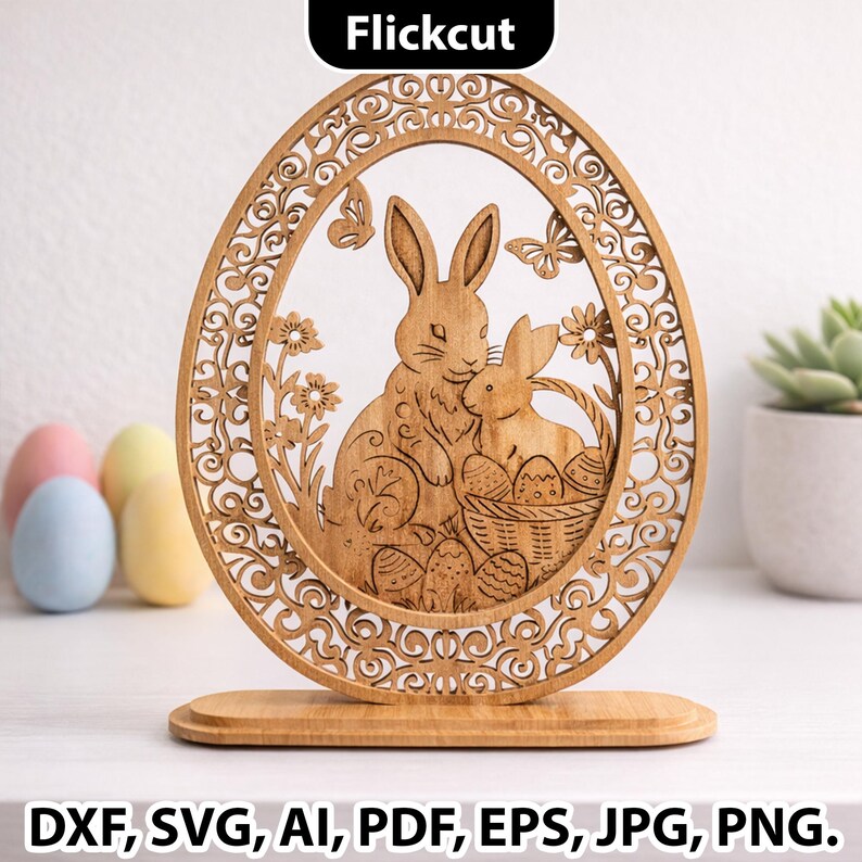 Easter Bunny Laser Cut File SVG Bundle, Standing Easter Bunny SVG Laser ...
