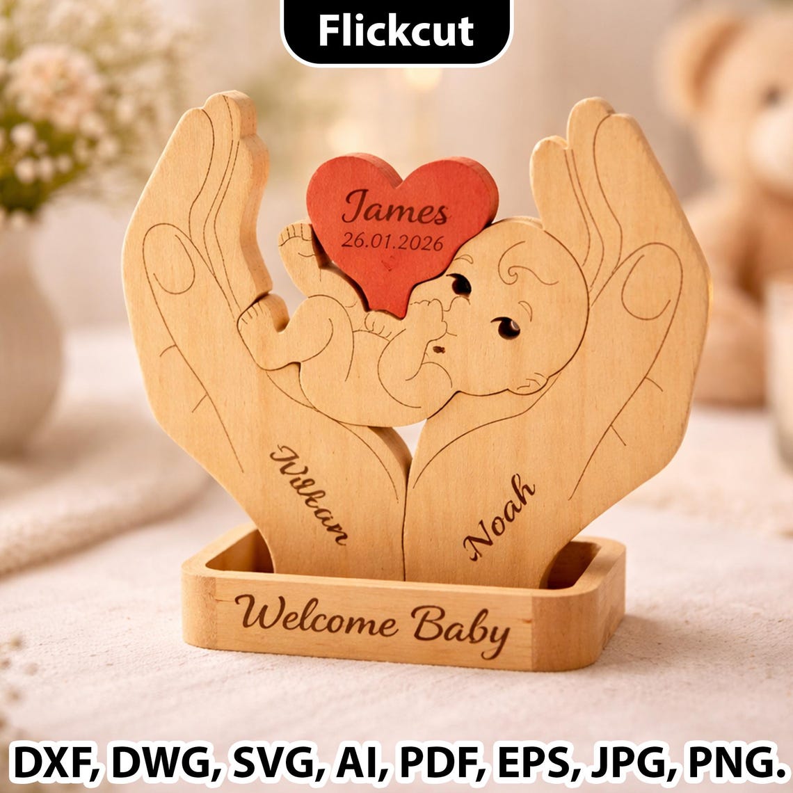 Personalized Baby Announcement SVG, Newborn Name Sign Laser Cut File ...