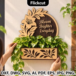 Laser Cut Wall Planter Stand SVG, Laser cut Wall Pot Stand SVG, minimalist home decor svg, indoor planter, wall decor laser cut file, Xtool