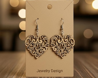 Swirl Heart Earring Laser Cut File, Vintage Jewelry SVG (Digital Download)