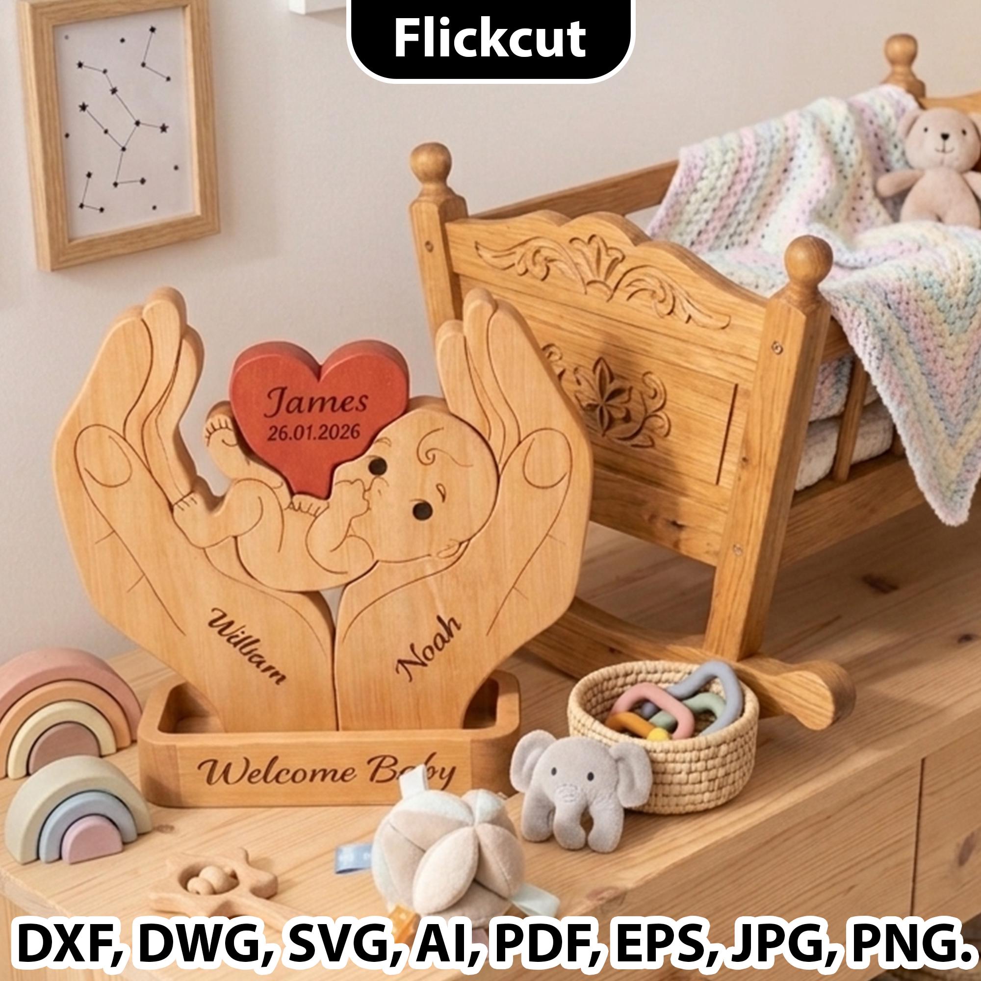 Personalized Baby Announcement SVG, Newborn Name Sign Laser Cut File ...