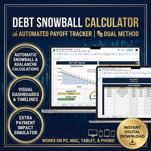 Debt Payoff Tracker Google Sheets, Visual Chart and Snowball Calculator