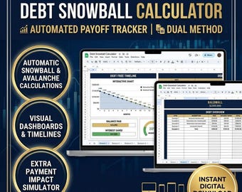 Debt Payoff Tracker Google Sheets, Visual Chart and Snowball Calculator