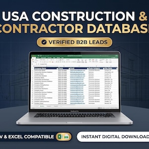 Base de datos de contratistas, contactos de construcción en EE. UU. en formato CSV y Excel.