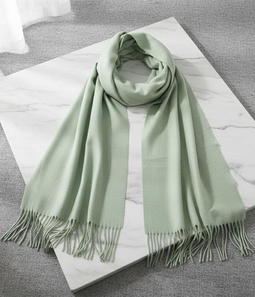 Echarpe étole châle scarf femme plaid cachemire et acrylique légère vert foret