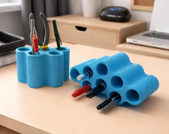 Modern Desk Organizer - Curved 8-hole  • Pen & Tool Holder • 3D Printed