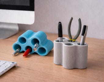 Stylish Desk Organizer - Curved 5-slot • Pen & Tool Holder • 3D printed