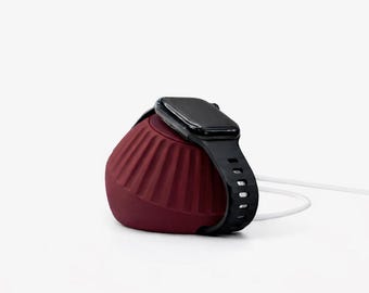 Minimalist Apple Watch charging stand; Japandi finish, Modern earth tone series