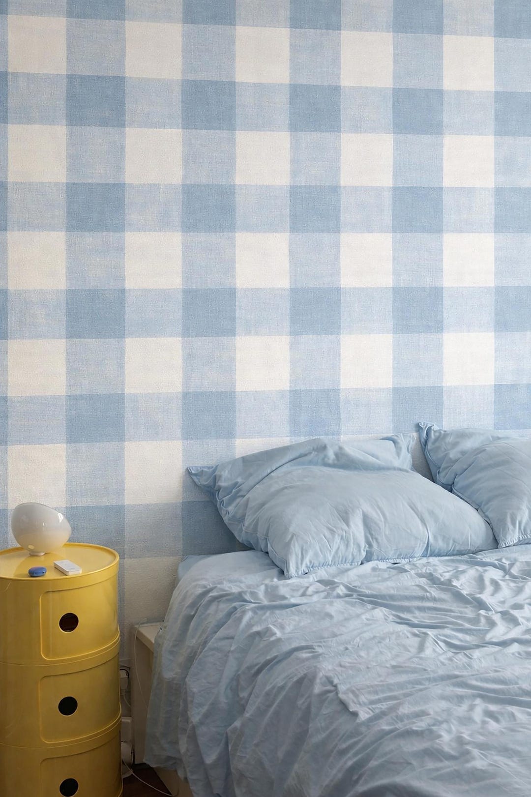 Blue Gingham Wallpaper, Soft Country Check Pattern for Cottage Style ...