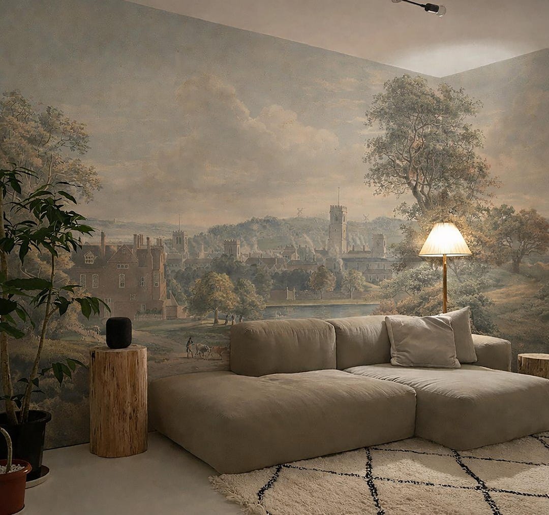 Vintage English Landscape Wallpaper – Pastoral Countryside Wall Mural ...