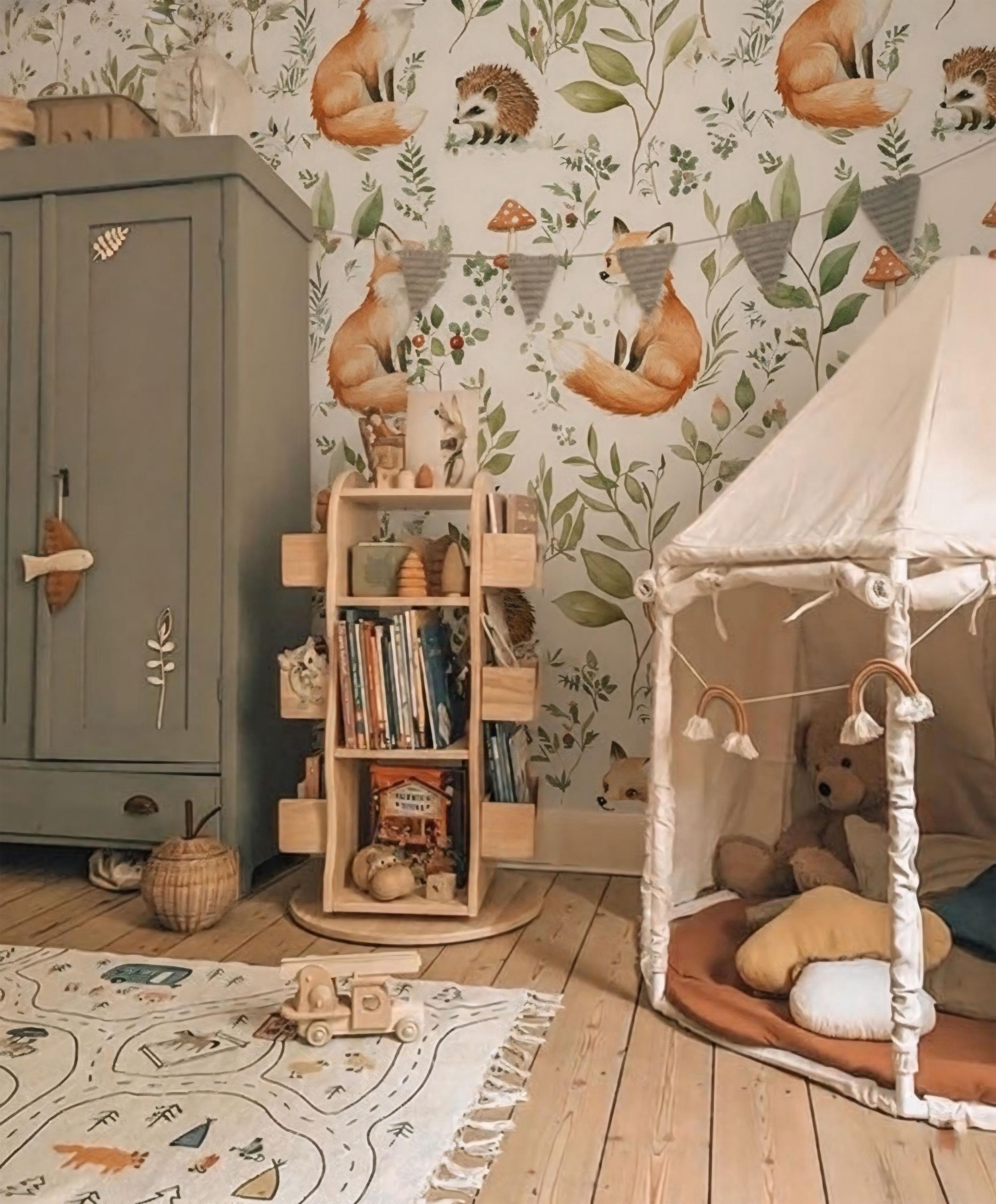 Woodland Fox Nursery Wallpaper | Forest Animals Mural | Kids Room Wall ...