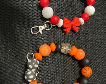 Handmade Beaded Sports Wristlet Keychain | Baseball, Basketball