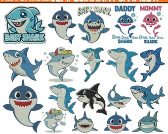 Baby Shark Machine Embroidery Design Fish Animal Embroidery Magical Fish Embroidery Shark Applique Embroidery Design Pes File5+Size Download