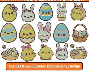 Easter Machine Embroidery Design Cute Bunny With Eggs Pattern Easter Saying Embroidery Happy Easter Embroidery Design Pes File5+SizeDownload