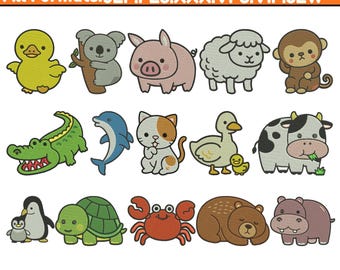 Diseños de bordado a máquina de animales bebés, bordado de animales de safari, bordado de animales del zoológico, lindos patrones de animales de la jungla, tamaño 5+, descarga