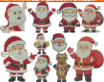 Diseño de bordado a máquina de Papá Noel vintage. Lindo bordado de Papá Noel con gorro. Aplique de Papá Noel. Regalo de Navidad. Archivo descargable (EMB). Más de 5 tamaños.