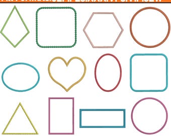 Shapes & Borders Machine Embroidery Designs Shape Logo Embroidery  Monogram Frame Embroidery Applique Floral Frame PES Digital File 5+Sizes
