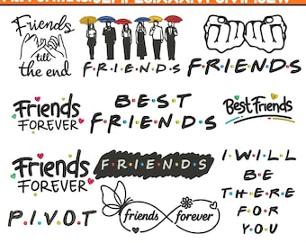 Diseños de bordado a máquina de amistad, bordado de paraguas de amigos, bordado de mejores amigos, bordado de amigos verdaderos, archivo PES (más de 5 tamaños)