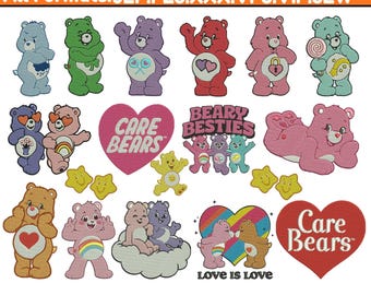 Cute Teddy Bear Machine Embroidery Design Cartoon Heart Star Cloud Embroidery Bears Belly Embroidery Rainbow Bear Pattren Pes 5+SizeDownload