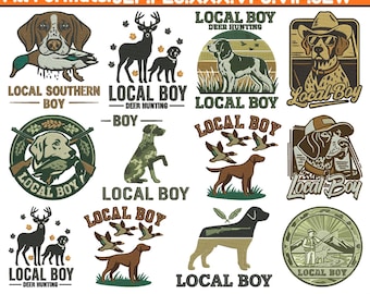 Local Boy Machine Embroidery Design Southern Boy Fishing Embroidery Camo Deer Hunting Embroidery Retro Duck Nature Emb PesFile5+SizeDownload