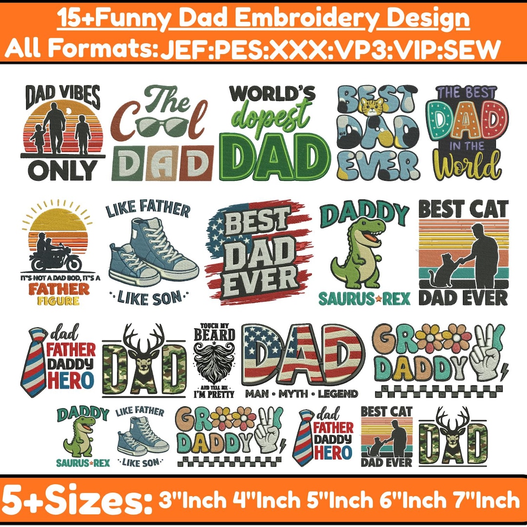 Dad Machine Embroidery Design Dad Applique Embroidery Daddy Embroidery ...