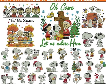 Diseños de bordado a máquina de Snoopy adorables. Bordado de Snoopy otoñal. Bordado de Snoopy "Es la temporada". Diseño de Snoopy relajante. Más de 5 tamaños. Descargar archivos.