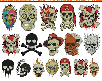 Skull Machine Embroidery Design Chromatic Skull Embroidery Skull Fedora Cigar Embroidery Psychedelic Dripping Skull Pes File5+Sizes Download