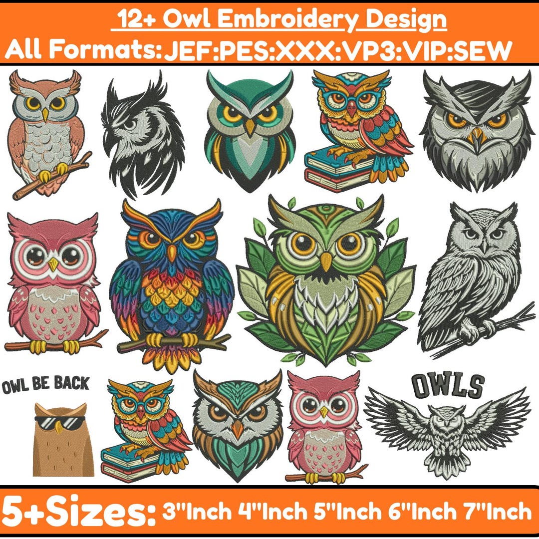 Owl Machine Embroidery Designs Mini Owl Machine Embroidery Majestic Owl ...