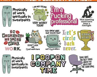 Diseño de bordado a máquina con cita sarcástica para la oficina. Divertido bordado con humor para adultos. Citas ingeniosas para bordar. Frases graciosas para bordar. Tamaño 5+. Descargar.