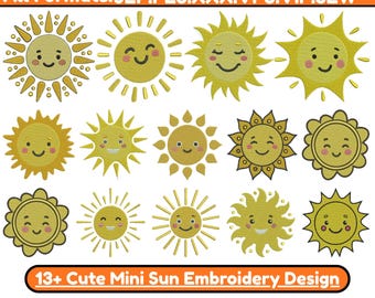 Sun Machine Embroidery Designs Mini Sun Embroidery Mini Sun Flower Embroidery Set Mini Sun Embroidery Home Décor Emb Pes File5+Size Download