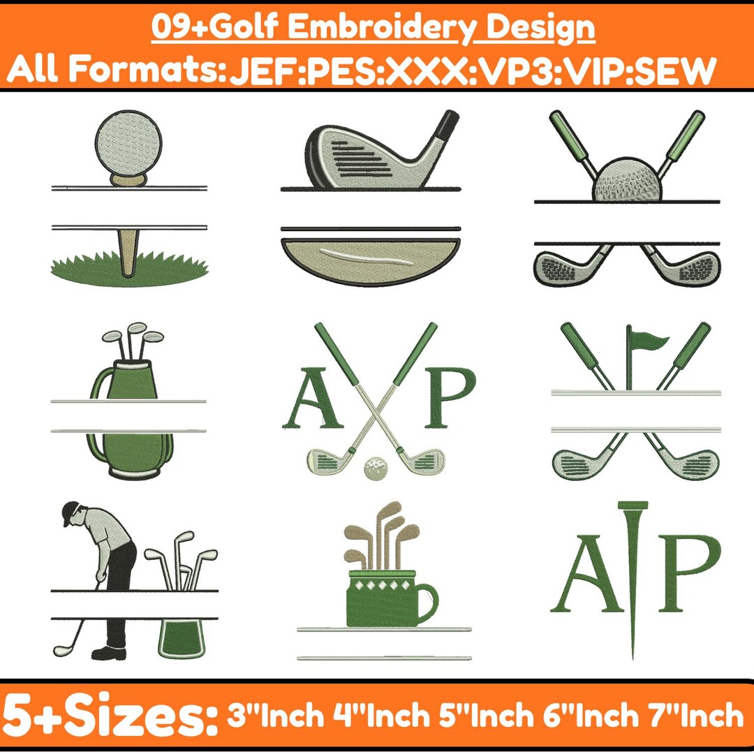Golf Machine Embroidery Bundle Designs Golf Towel Embroidery Golf Flag ...