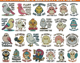 Quirky Birds Machine Embroidery Designs Crazy Bird Embroidery Design Funny Animal Embroidery Design Animal Pattern Pes File 5+Sizes Download