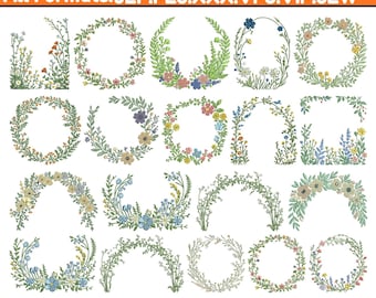 Laurel Wreath Machine Embroidery Designs Flower Wreath Embroidery Coral Laurel Wreath Embroidery Mini Laurel Wreath Pes File5+Size Downloads