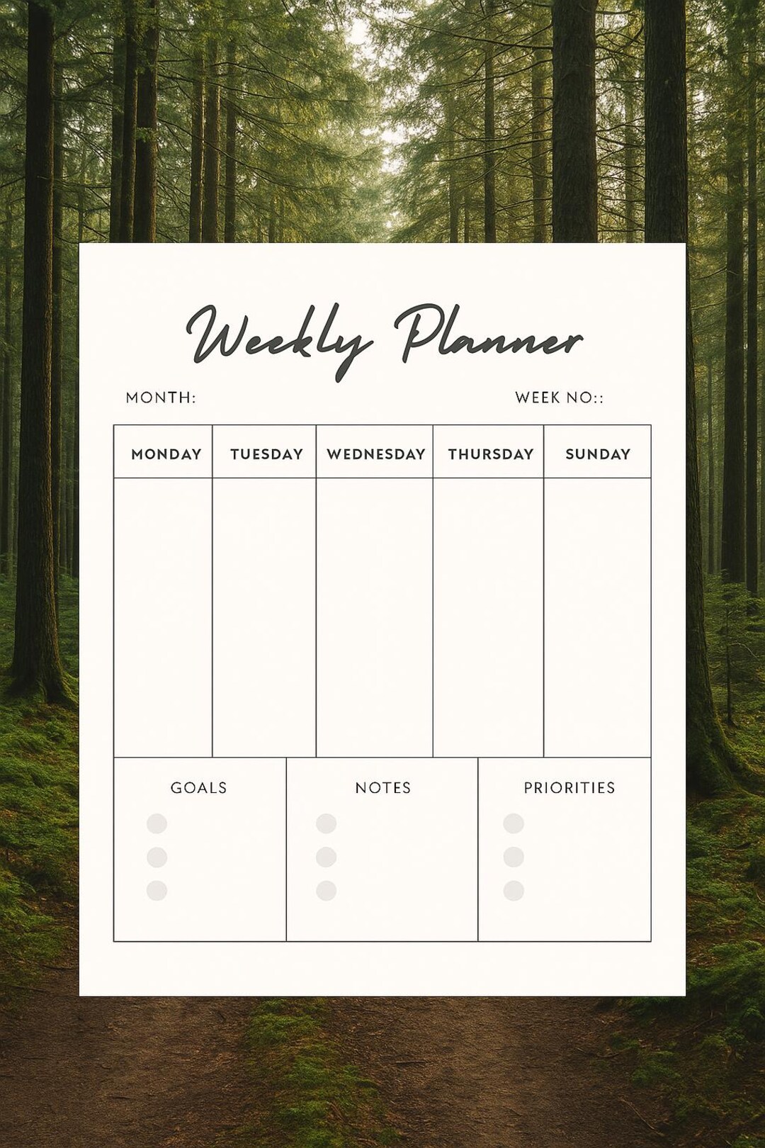 Minimalist Weekly Planner Printable - A4 and Letter (digital Download ...