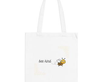 Bee Kind draagtas, jute tas, herbruikbare katoenen canvas tas, boodschappentas, bijenraatdesign, cadeau