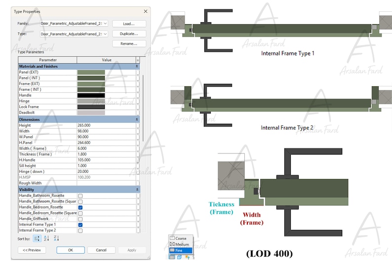 Parametric Door Family Revit ( LOD 400 ) - Etsy