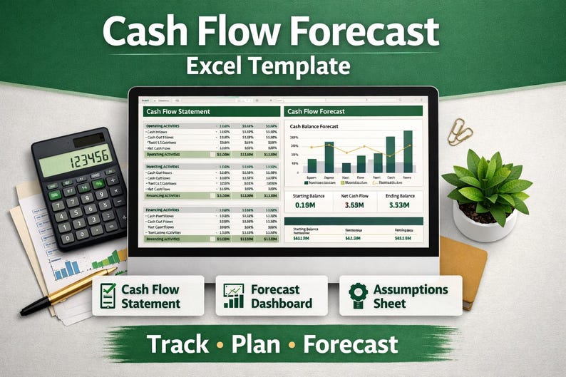 Cash Flow Spreadsheet Template | Monthly Forecast & Statement | Small ...