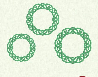Cornice circolare con nodo celtico – Disegno decorativo per ricamo