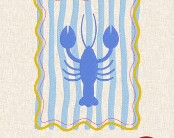 Cadre côtier Homard – Motif de broderie nautique