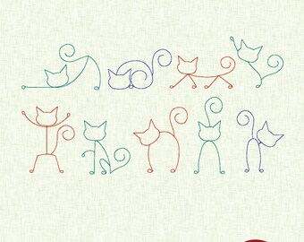 Stick Cats – Whimsical Embroidery Design Set