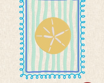 Sand Dollar Coastal Frame – Beach Embroidery Design