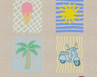 Collezione estiva mediterranea – 4 disegni per ricamo