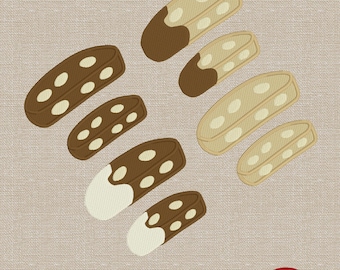 Biscotti – Biscotto italiano semplice e ricoperto di cioccolato - Disegno per ricamo