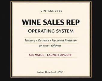Wine Sales Rep System | B2B Territory Kit (PDF Download)