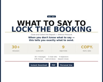 Soft Close System | Booking Next Steps, Deposit (PDF Download)