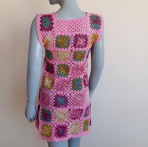 Vintage Granny Square Crochet Vest: 1980s Handmad… - image 7