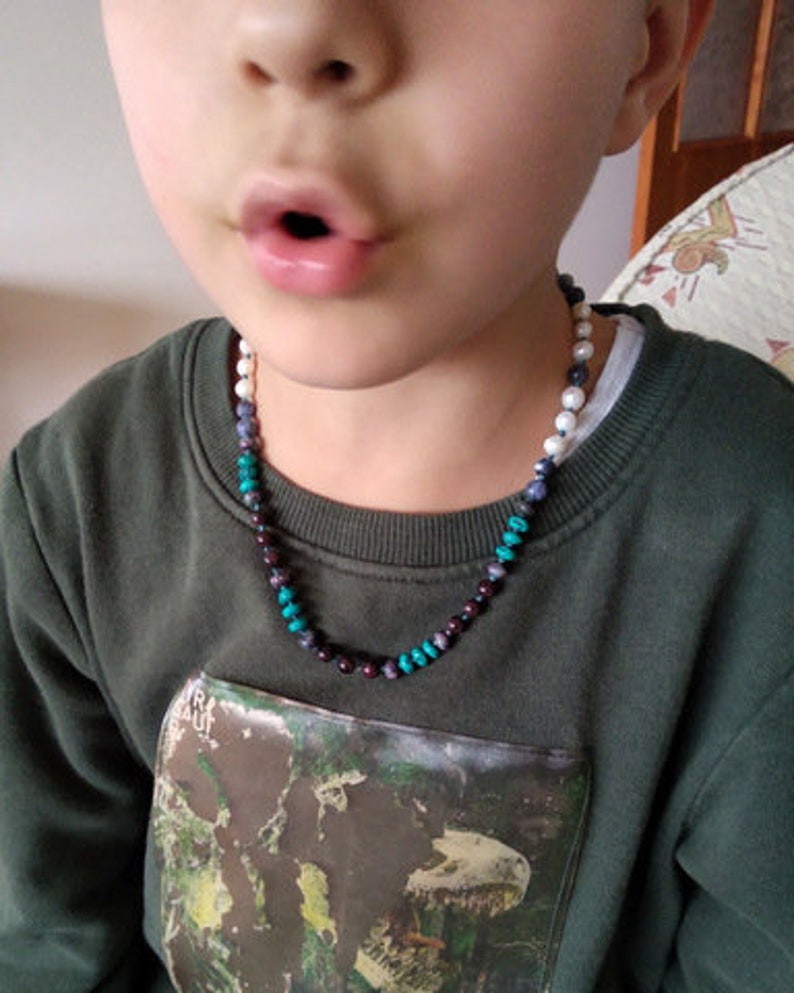 Handmade jewelry made of natural stones Kids Jewelry Gift Natural stone necklace for boys Mens Necklace Natural Stone Energy Mens Necklace