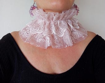 Handmade Tulle Ruffle Collar, Powder Pink Circus Clown Costume